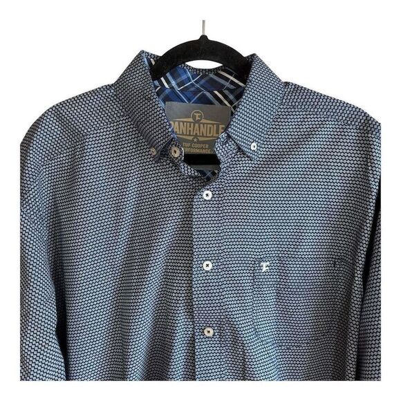 Panhandle Tuf Cooper Men's Geometric Blue Long Sleeve Shirt Size L - Picture 3 of 6